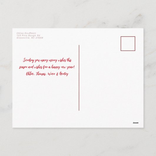 Rood- en Witte lijst van Nice Vraag naar een vrien Feestdagenkaart (Achterkant)