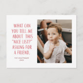 Rood- en Witte lijst van Nice Vraag naar een vrien Feestdagenkaart (Voorkant)