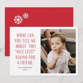 Rood- en Witte lijst van Nice Vraag naar een vrien Feestdagenkaart (Voorkant / Achterkant)