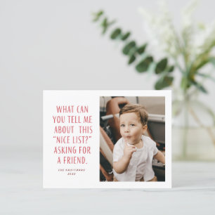 Rood- en Witte lijst van Nice Vraag naar een vrien Feestdagenkaart