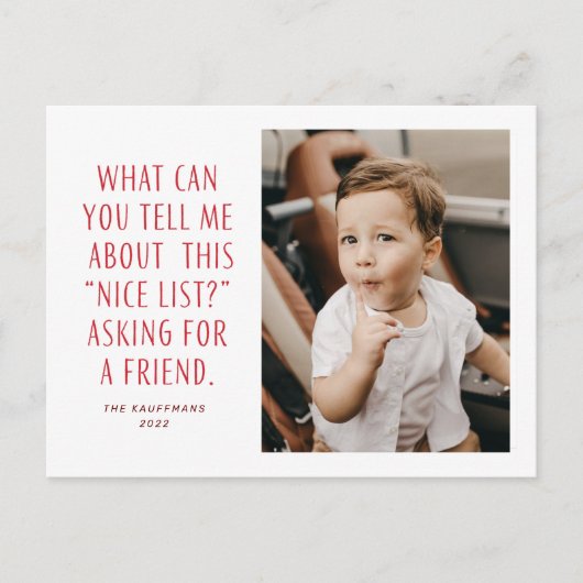 Rood- en Witte lijst van Nice Vraag naar een vrien Feestdagenkaart (Voorkant)