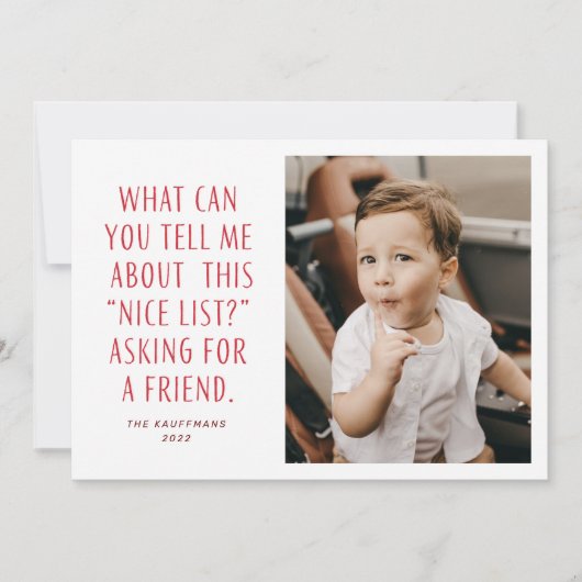 Rood- en Witte lijst van Nice Vraag naar een vrien Feestdagenkaart (Voorkant)