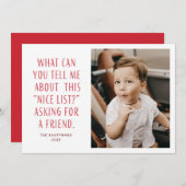Rood- en Witte lijst van Nice Vraag naar een vrien Feestdagenkaart (Voorkant / Achterkant)