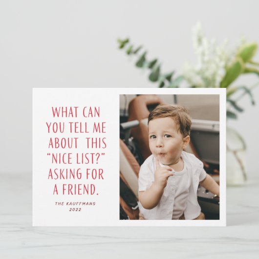 Rood- en Witte lijst van Nice Vraag naar een vrien Feestdagenkaart (Staand voorkant)