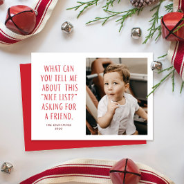 Rood- en Witte lijst van Nice Vraag naar een vrien Feestdagenkaart