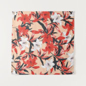 Rood- en witte Lily-bloemen botanisch naadloos Wandkleed (Voorkant (horizontaal))