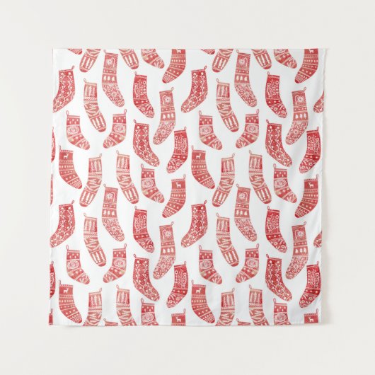 Rood- en witte noordse kerstgerechten wandkleed (Voorkant)