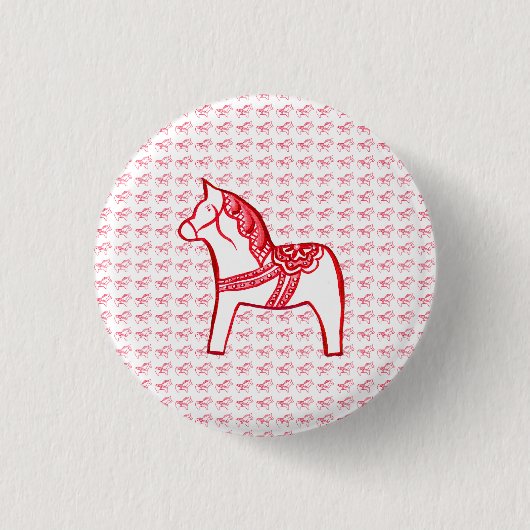 Rood- en witte paarden ronde button 3,2 cm (Voorkant)