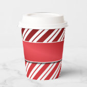 Rood- en witte pepermuntenstrepen met mistleton papieren bekers (Links)