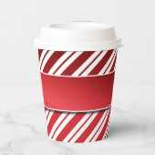 Rood- en witte pepermuntenstrepen met mistleton papieren bekers (Achterkant)