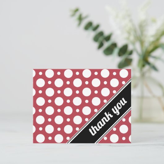 Rood en witte poka Dot Dank je Briefkaarten (Staand voorkant)