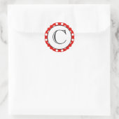 Rood- en witte poka Dot Monogrammed Sticker (Tas)