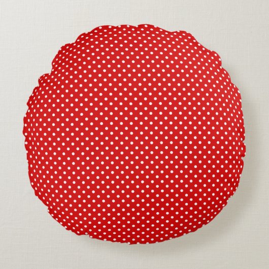 Rood- en witte poka Dot Round Pillow Rond Kussen (Voorkant)
