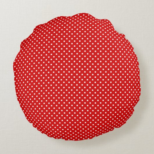 Rood- en witte poka Dot Round Pillow Rond Kussen (Achterkant)
