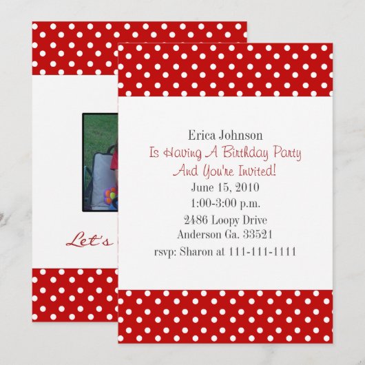 Rood- en witte poka-puntafdruk kaart (Voorkant / Achterkant)