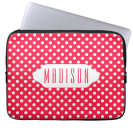 Rood- en witte poka-punten, aangepaste laptophoes laptop sleeve