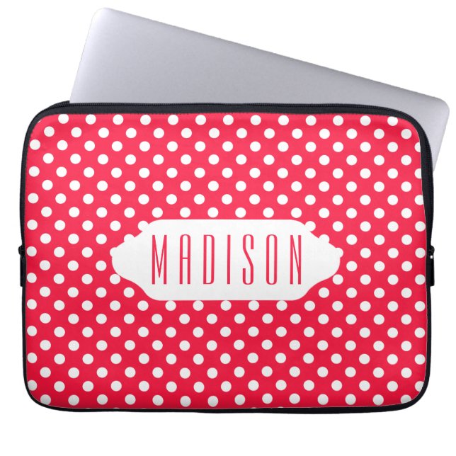 Rood- en witte poka-punten, aangepaste laptophoes laptop sleeve (Voorkant)