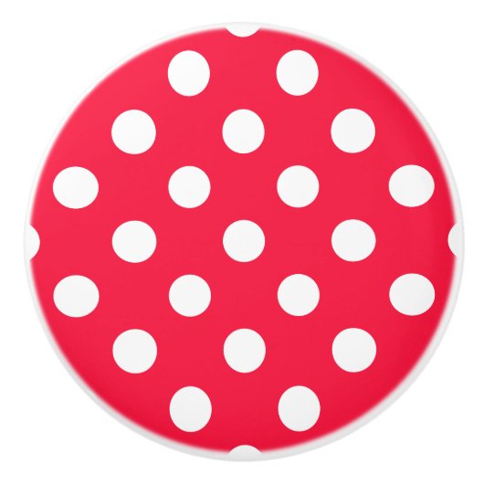 Rood- en witte poka-punten knop/drawer keramische knop (Voorkant)