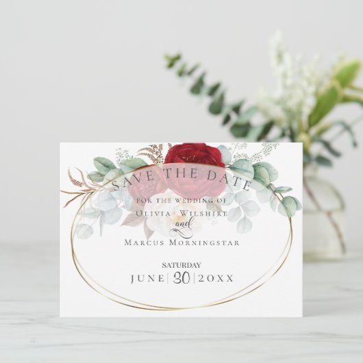 Rood- en witte pony's met eucalyptusbladeren kaart (Staand voorkant)