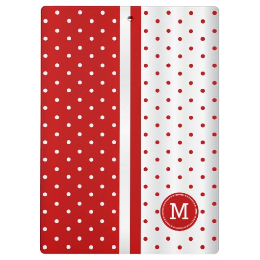 Rood- en witte pooldots - Monogram Klembord (Achterkant)