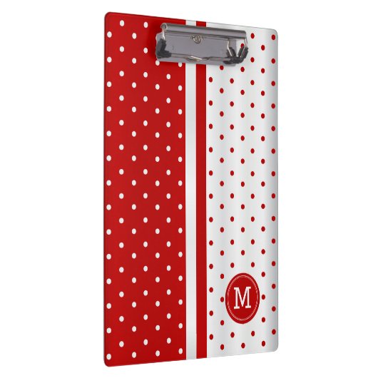 Rood- en witte pooldots - Monogram Klembord (Rechts)