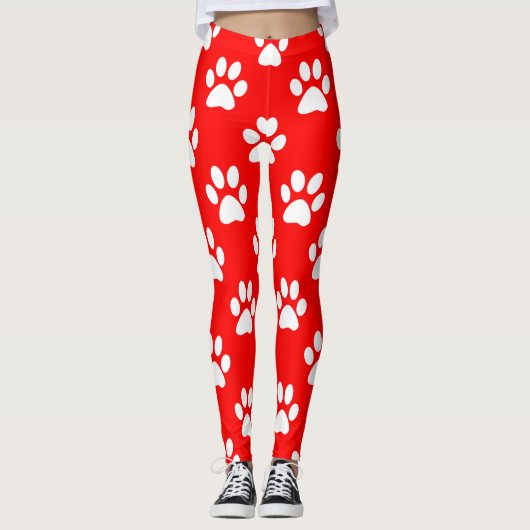 Rood- en witte poten leggings (Voorkant)
