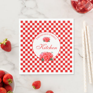 Rood en Witte Retro Gecontroleerd Servet