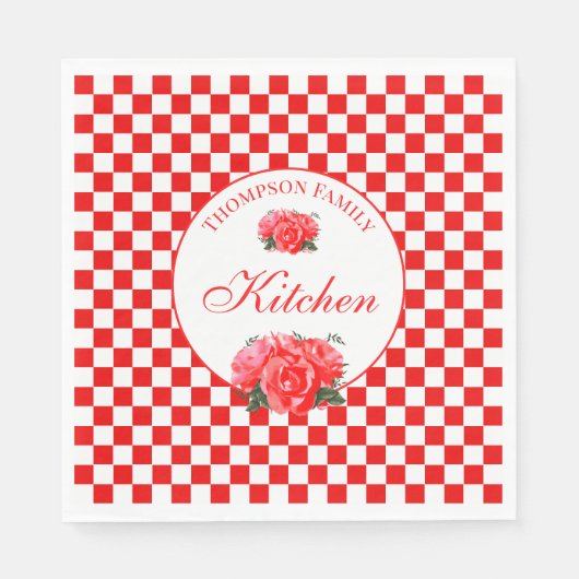 Rood en Witte Retro Gecontroleerd Servet (Voorkant)