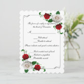 Rood- en witte rozen met een kerstkaartje kaart (Staand voorkant)