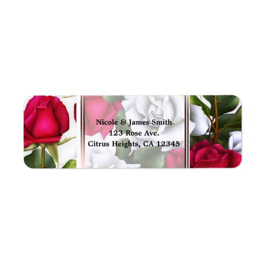 Rood- en witte rozen Shabby Chic Rustic Modern Gla Etiket (Voorkant)