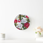 Rood- en witte rozen Shabby Chic Rustic Modern Gla Ronde Klok (Huis)