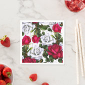 Rood- en witte rozen Shabby Chic Rustic Modern Gla Servetten (Insitu)