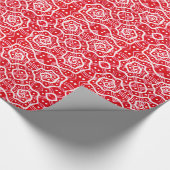 Rood- en witte schroeven, sneeuwvlokken, abstract cadeaupapier (Hoek)