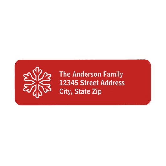 Rood- en witte sneeuwvlok - label retouradres (Voorkant)