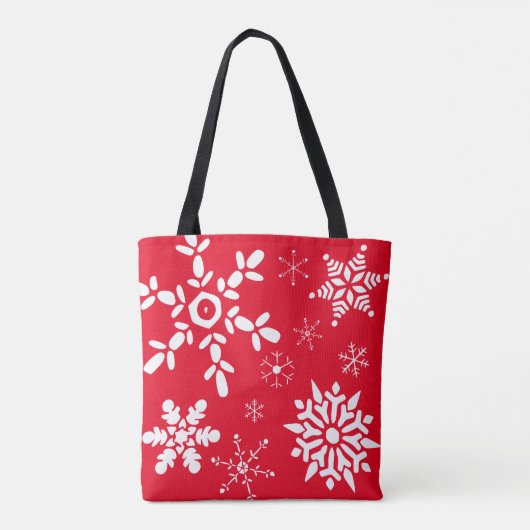 Rood en witte sneeuwvlok tote bag (Achterkant)