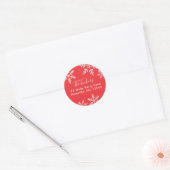 Rood- en witte sneeuwvlokken Zure kerst Ronde Sticker (Envelop)