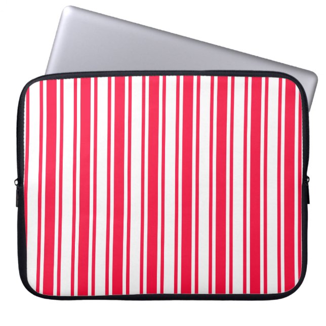 Rood- en witte snoepjes strepen laptop sleeve (Voorkant)