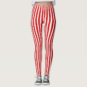 Rood- en witte snoepjes strepen leggings (Voorkant)