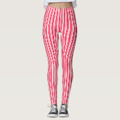 Rood- en witte snoepjes strepen leggings (Voorkant)