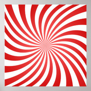 Rood- en witte spiraalvormige optische illusie poster