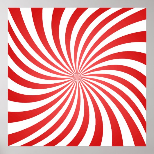 Rood- en witte spiraalvormige optische illusie poster (Voorkant)