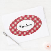 Rood en Witte Sterren Patroon Aangepaste Tekst Ovale Sticker (Envelop)