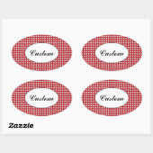 Rood en Witte Sterren Patroon Aangepaste Tekst Ovale Sticker (Vel)