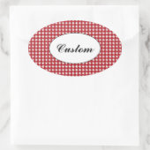 Rood en Witte Sterren Patroon Aangepaste Tekst Ovale Sticker (Tas)
