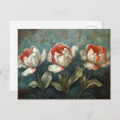 Rood en Witte Streep Tulpen Botanische Olieverfsch Briefkaart (Voorkant / Achterkant)