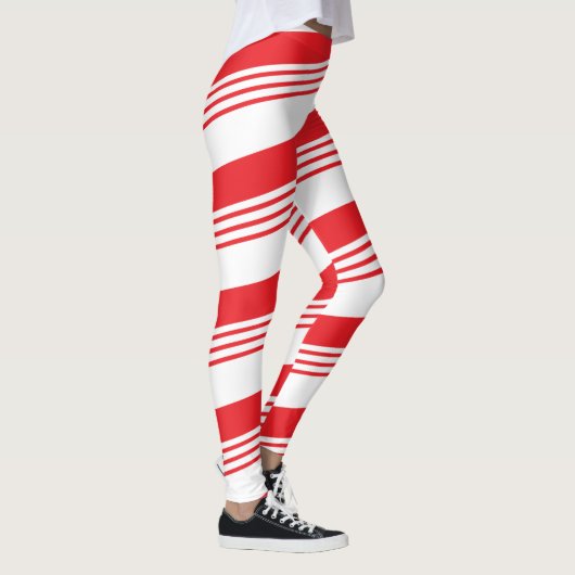Rood- en witte-vakantieppermintsnoer leggings (Rechts)