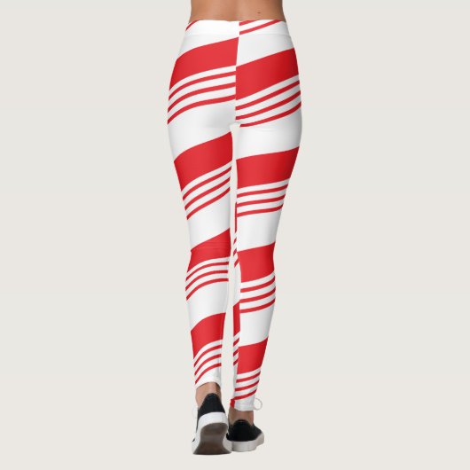 Rood- en witte-vakantieppermintsnoer leggings (Achterkant)