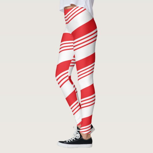 Rood- en witte-vakantieppermintsnoer leggings (Links)