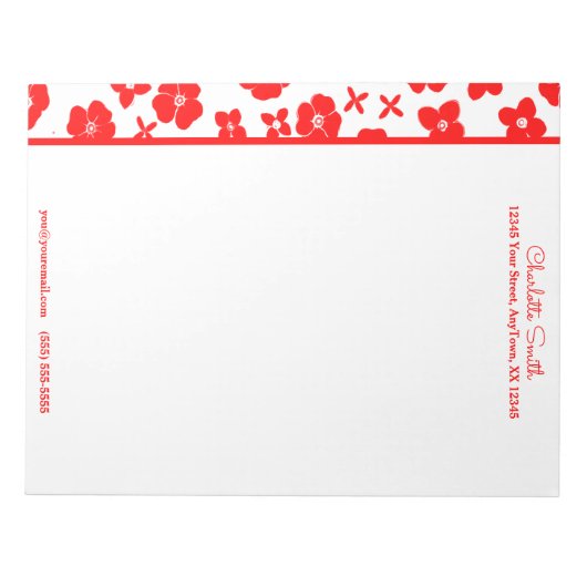 Rood- en witte ventilatorgrens Persoonlijke briefh Notitieblok (Voorkant)