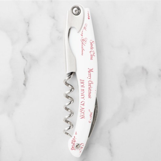 Rood- en witte zachte kersttekst kurkentrekker (Voorkant)